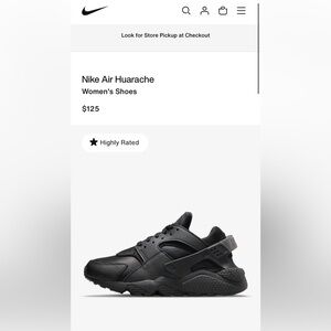 Nike Black Huarache Womens 8